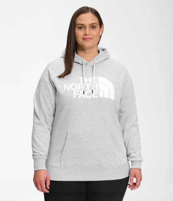 облекло The North Face плюс суичър с половин куполен пуловер tnf светло сиво хедър/tnf бяло Жени 40DF056