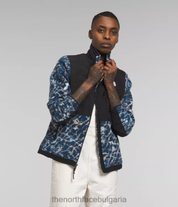 облекло The North Face яке денали прашна зеленика водно изкривяване дребен шрифт/морско синьо Жени 40DF0146