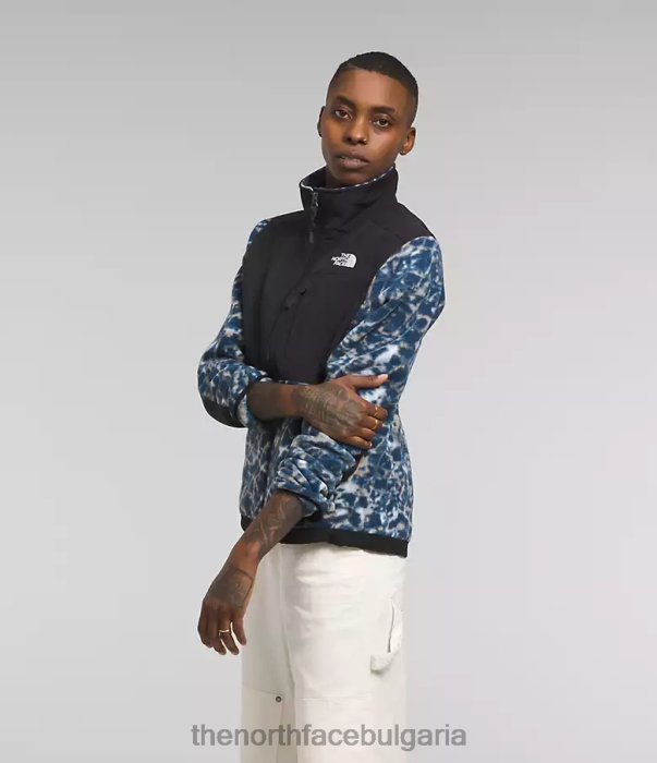 облекло The North Face яке денали прашна зеленика водно изкривяване дребен шрифт/морско синьо Жени 40DF0146