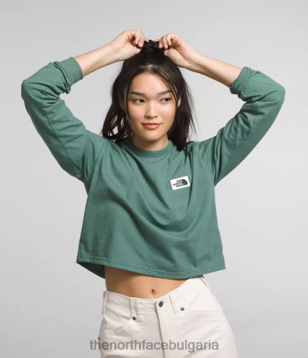 облекло The North Face наследствена тениска с дълъг ръкав тъмен мъдрец Жени 40DF0852