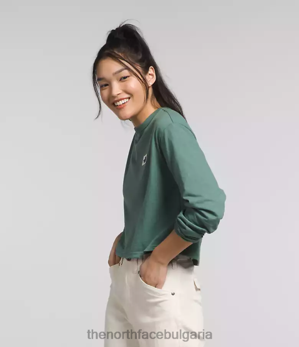 облекло The North Face наследствена тениска с дълъг ръкав тъмен мъдрец Жени 40DF0852