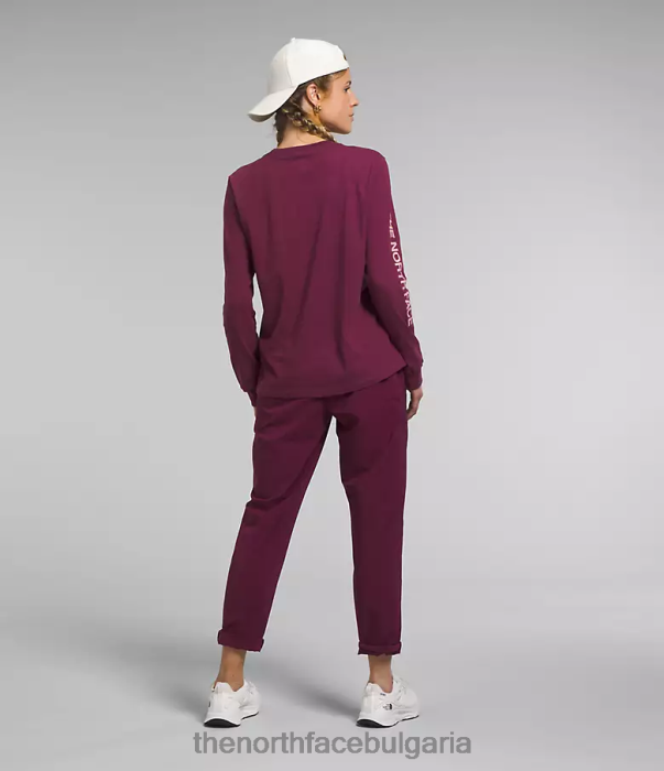 облекло The North Face тениска с дълъг ръкав и хитова графика boysenberry/розов мъх Жени 40DF01096