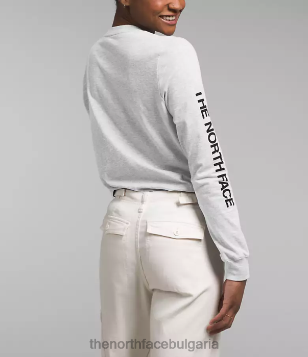 облекло The North Face тениска с дълъг ръкав и хитова графика tnf светлосив хедър Жени 40DF01095