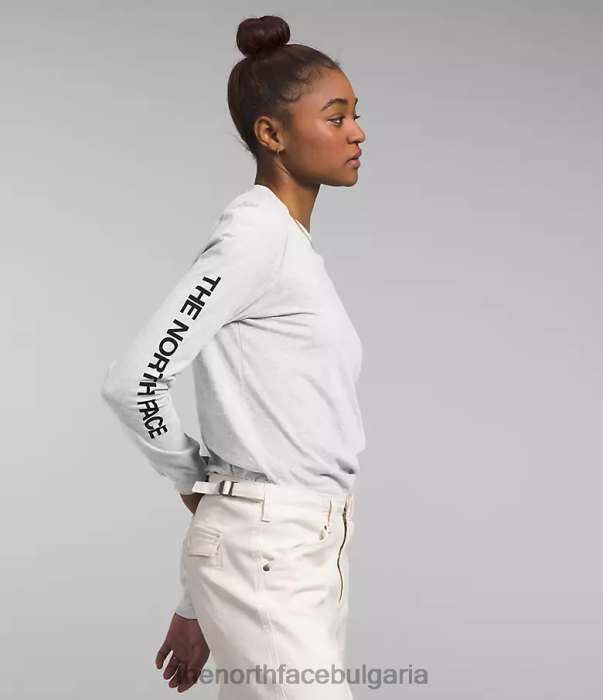 облекло The North Face тениска с дълъг ръкав и хитова графика tnf светлосив хедър Жени 40DF01095