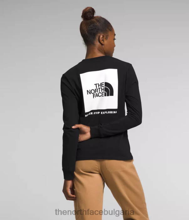 облекло The North Face тениска с кутия с дълъг ръкав tnf черно/tnf бяло Жени 40DF0680