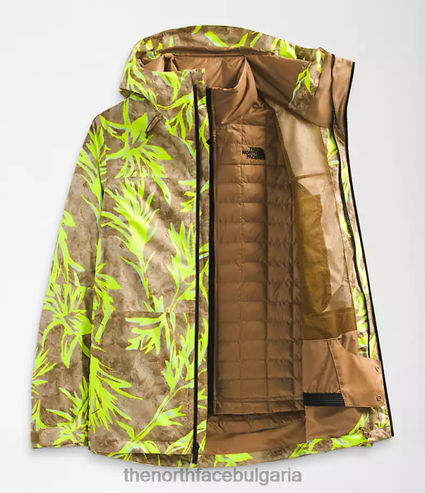 облекло The North Face thermoball еко снежно триклиматично яке полезен печат с кафява прерийна четка Жени 40DF01175