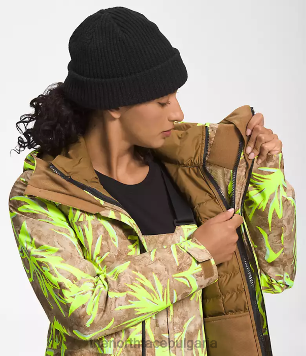 облекло The North Face thermoball еко снежно триклиматично яке полезен печат с кафява прерийна четка Жени 40DF01175