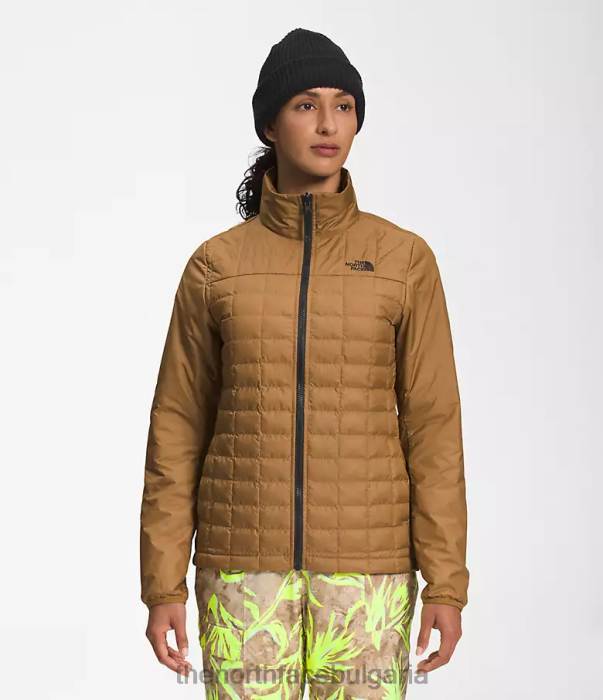 облекло The North Face thermoball еко снежно триклиматично яке полезен печат с кафява прерийна четка Жени 40DF01175