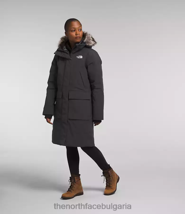 облекло The North Face арктична парка премиум асфалтово сиво Жени 40DF01314