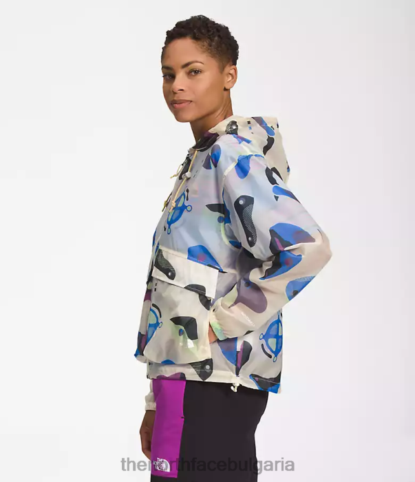 облекло The North Face m66 полупрозрачна качулка за вятър гардения бял инфографичен печат Жени 40DF01230