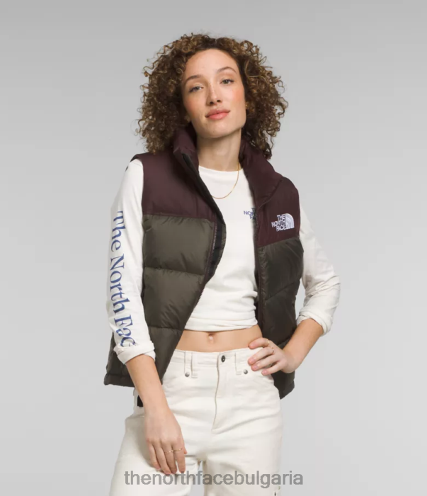 облекло The North Face 1996 ретро nuptse жилетка ново тъмнозелено/кафянокафяво Жени 40DF0432