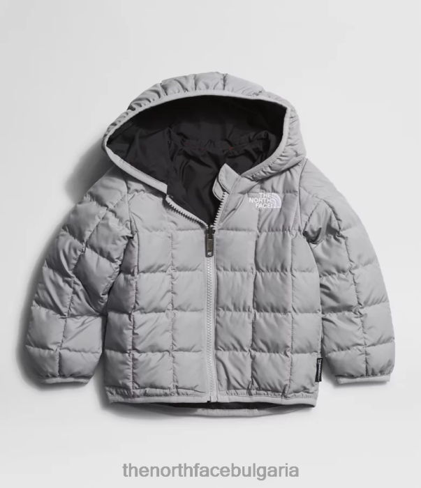 облекло The North Face двустранно термоболно яке с качулка смесено сиво бебе 40DF0638