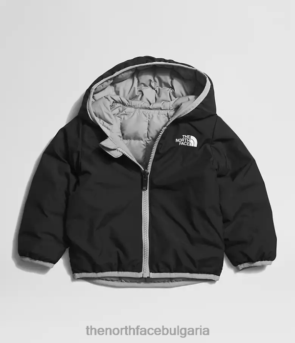 облекло The North Face двустранно термоболно яке с качулка смесено сиво бебе 40DF0638