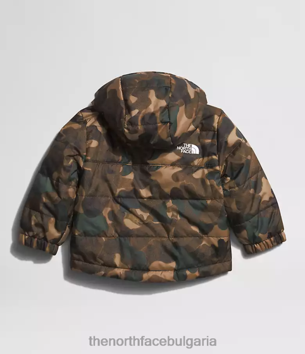 облекло The North Face двустранно яке с качулка с пълен цип mt chimbo полезна кафява камуфлажна текстура с дребен шрифт бебе 40DF0867