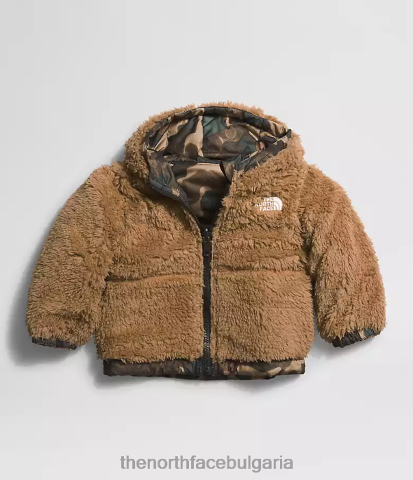 облекло The North Face двустранно яке с качулка с пълен цип mt chimbo полезна кафява камуфлажна текстура с дребен шрифт бебе 40DF0867