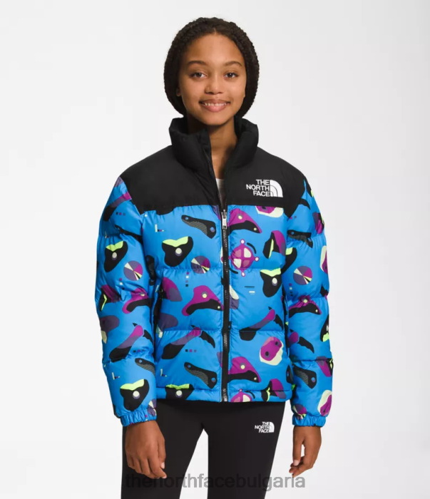 облекло The North Face 1996 ретро яке nuptse супер звуков син инфографичен печат деца 40DF0909