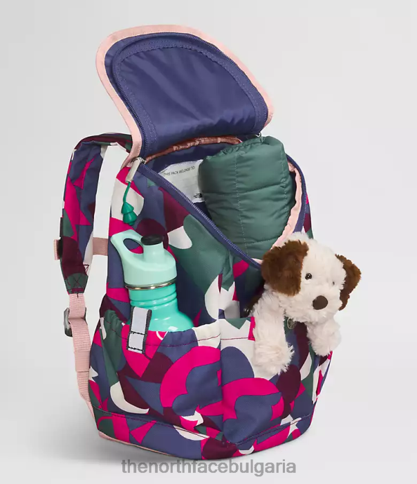 аксесоар The North Face младежка мини раница explorer г-н. розов голям абстрактен принт/пещерно синьо деца 40DF0397