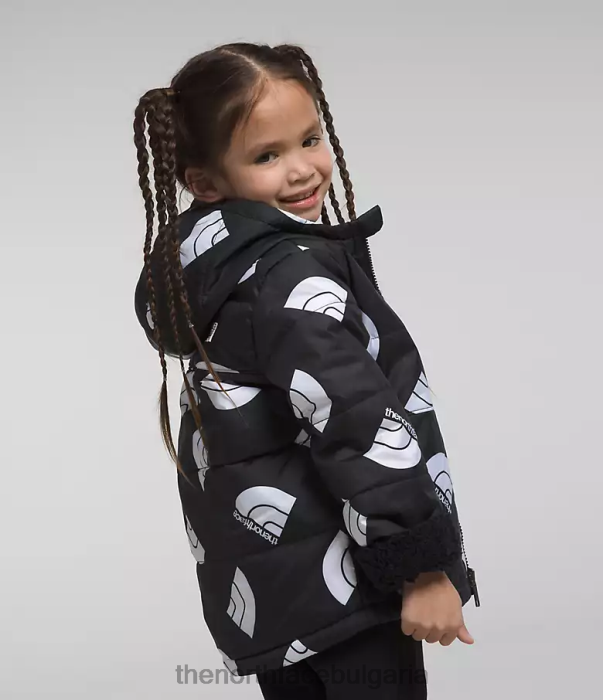 облекло The North Face двустранно яке с качулка с пълен цип mt chimbo tnf черен печат на лого от следващо поколение деца 40DF0634