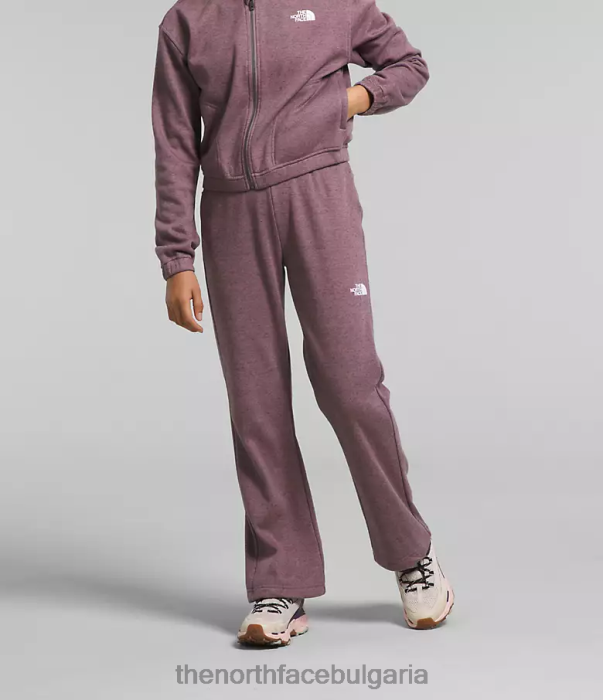 облекло The North Face уютен панталон с широки крачоли от полар светлобежов сив пирен деца 40DF0267