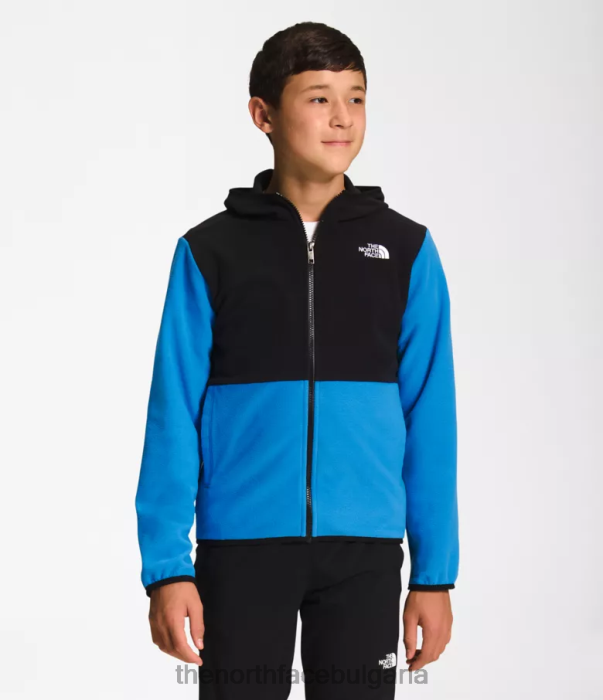 облекло The North Face яке с качулка и пълен цип glacier супер звуково синьо деца 40DF0522