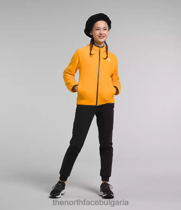 облекло The North Face яке с качулка и пълен цип glacier злато на върха деца 40DF0948