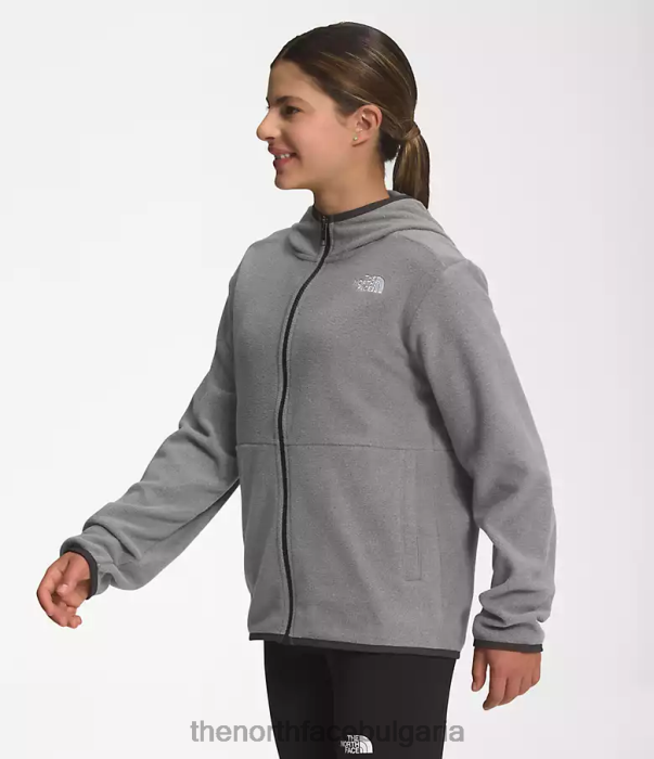 облекло The North Face яке с качулка и пълен цип glacier tnf средно сив пирен деца 40DF0519