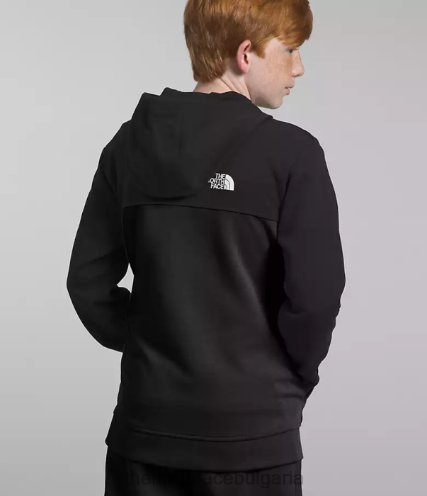 облекло The North Face суичър с цял цип tnf tech tnf черно деца 40DF0525