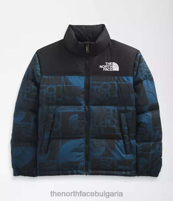 облекло The North Face щамповано ретро яке от 1996 г сенчеста синя спрей боя деца 40DF0686