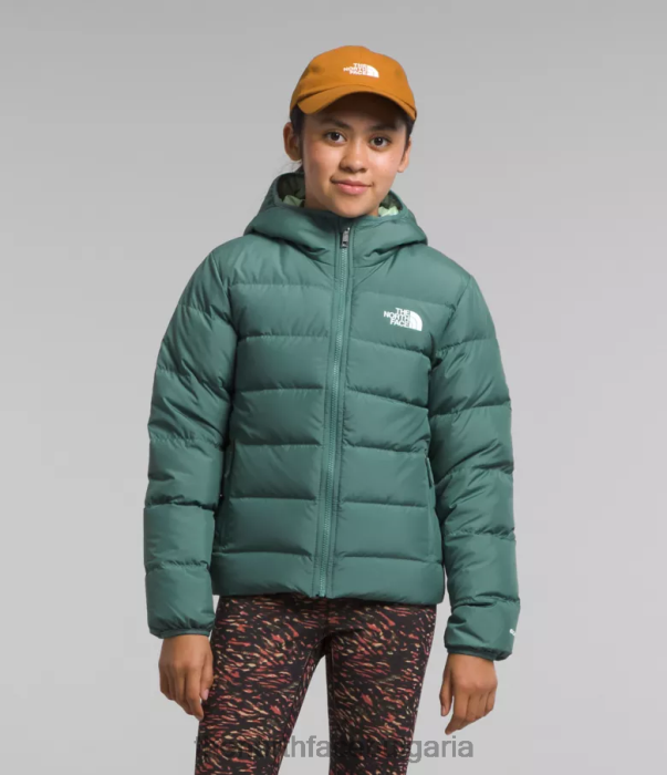облекло The North Face двустранно северно яке с качулка тъмен мъдрец деца 40DF0628