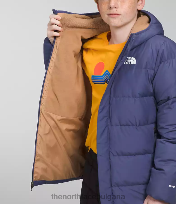 облекло The North Face северно надолу парка с поларена подплата пещерно синьо деца 40DF0688