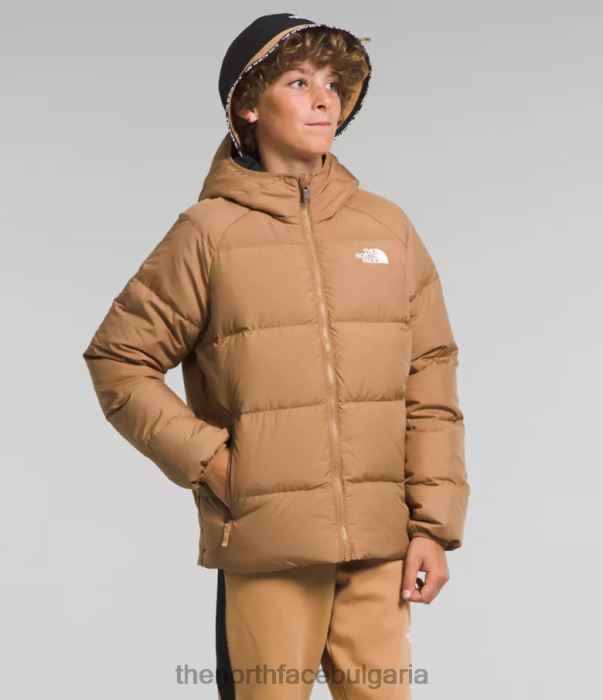 облекло The North Face двустранно северно яке с качулка бадемово масло деца 40DF0819