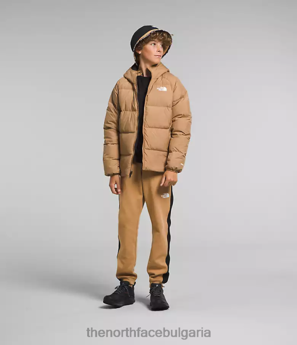 облекло The North Face двустранно северно яке с качулка бадемово масло деца 40DF0819