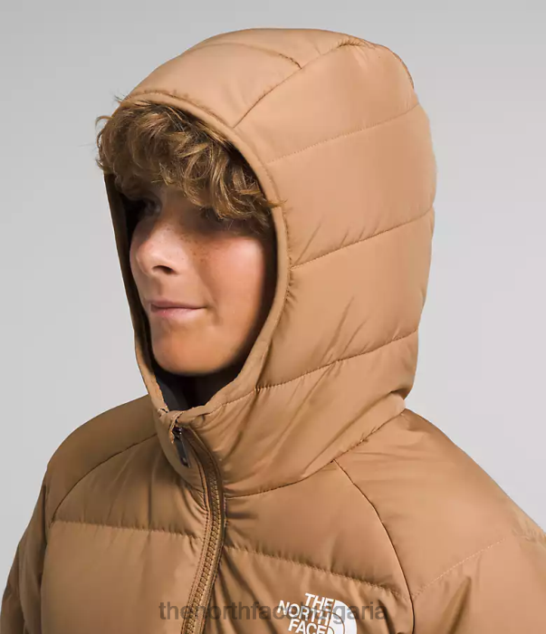 облекло The North Face двустранно северно яке с качулка бадемово масло деца 40DF0819