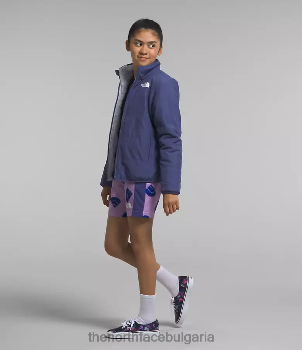 облекло The North Face двустранно яке mossbud пещерно синьо деца 40DF01151