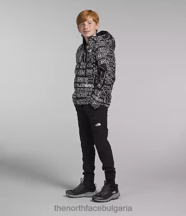 облекло The North Face двустранно северно яке с качулка tnf черен tnf маркер лого печат деца 40DF0817