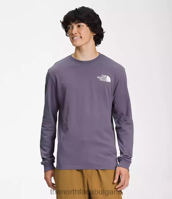 облекло The North Face тениска с кутия с дълъг ръкав лунен шисти/върхово синьо абстрактно цвете принт мъже 40DF01210