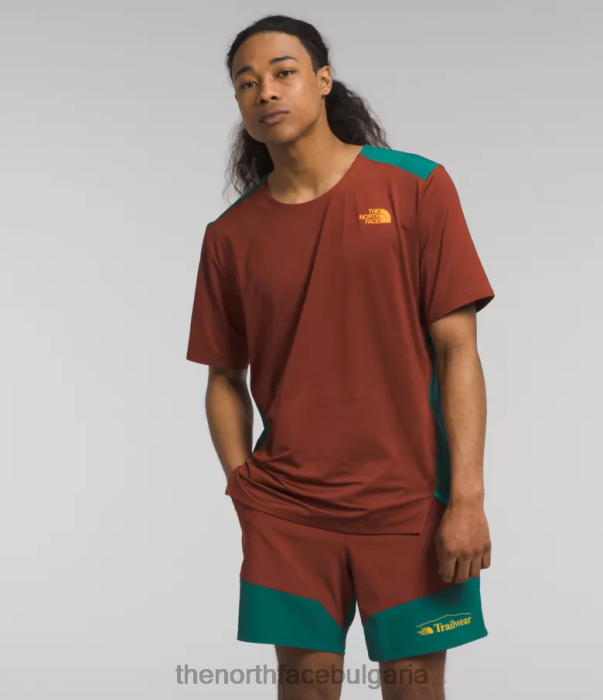 облекло The North Face трейлъри lost coast с къс ръкав ракия кафява/горска папрат мъже 40DF0883