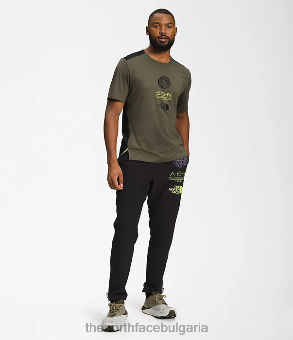 облекло The North Face трейлъри lost coast с къс ръкав ново тъмнозелено/tnf черно/led жълто мъже 40DF0881