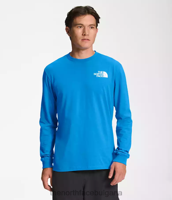 облекло The North Face тениска с кутия с дълъг ръкав супер звуково синьо/tnf черно мъже 40DF01208