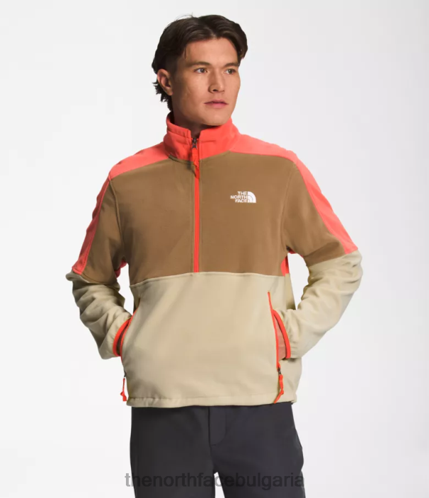 облекло The North Face tnf polartec 100 -zip чакъл/полезно кафяво/ретро оранжево мъже 40DF0304