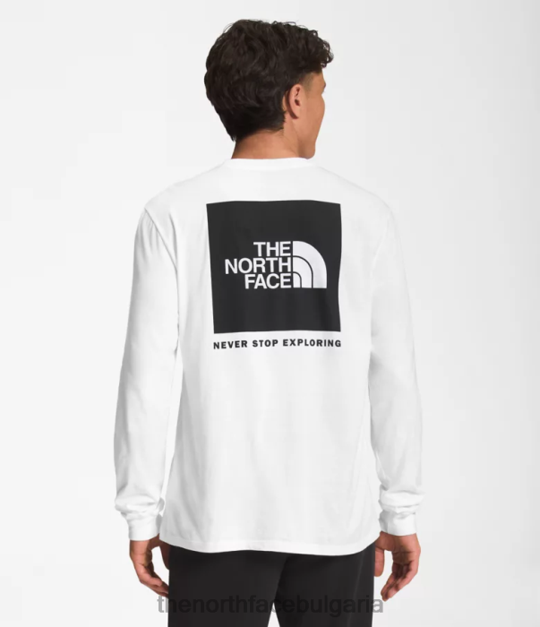 облекло The North Face тениска с кутия с дълъг ръкав tnf бяло/tnf черно мъже 40DF01212