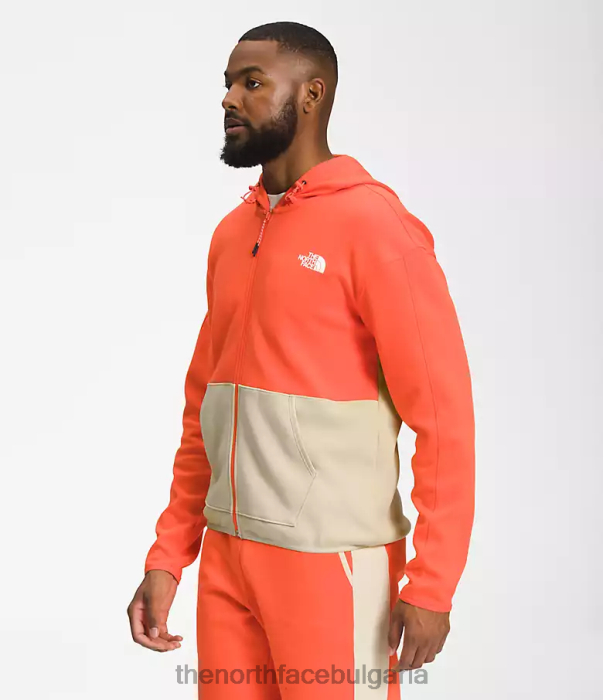 облекло The North Face суичър с цял цип tnf tech чакъл/ретро оранжево мъже 40DF0208