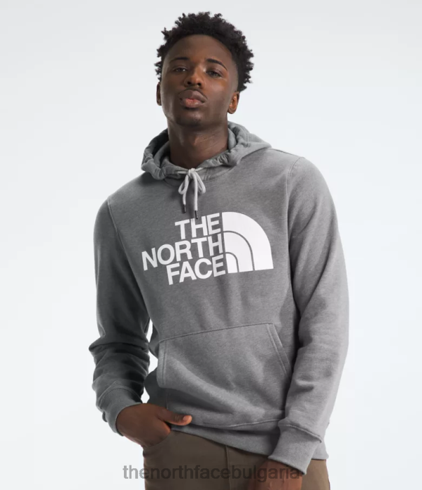 облекло The North Face пуловер с качулка с половин купол tnf средно сиво хедър/tnf бяло мъже 40DF0104