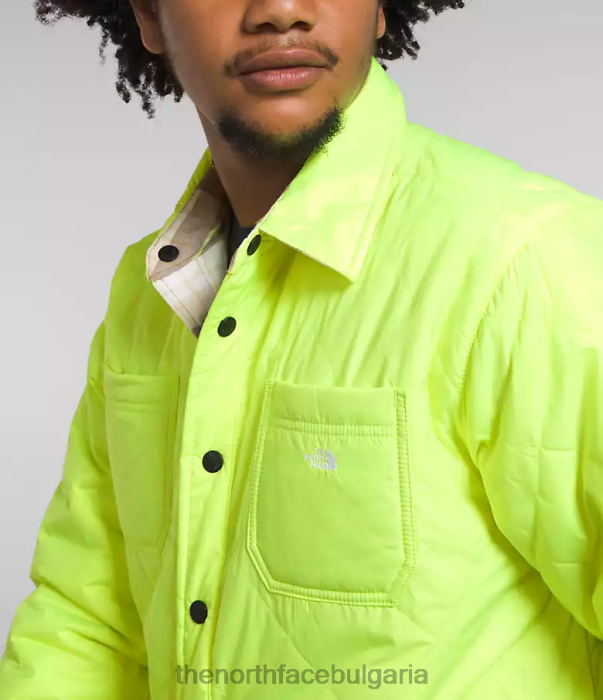 облекло The North Face изолирана фланела fort point светодиодно жълто/утилитарно кафяво каре мъже 40DF0299