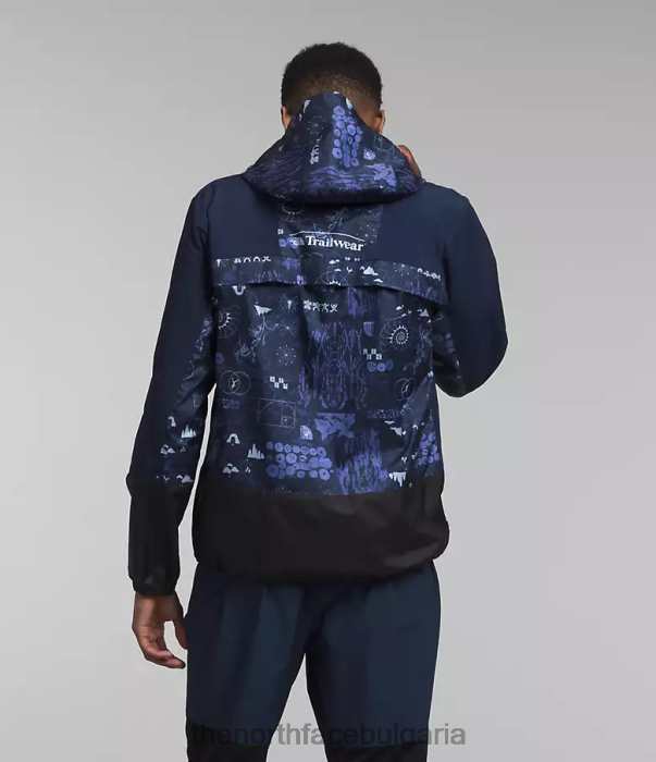 облекло The North Face туристическо яке за вятър summit navy nature remix print/summit navy мъже 40DF0344