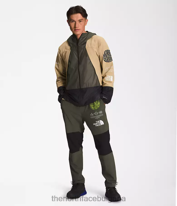 облекло The North Face туристическо яке за вятър каки камък/tnf черен/нов tuape зелен мъже 40DF0347