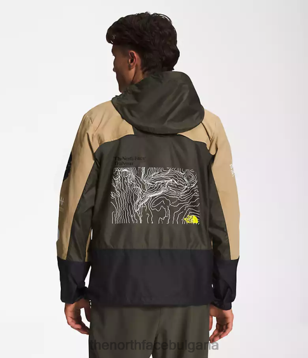 облекло The North Face туристическо яке за вятър каки камък/tnf черен/нов tuape зелен мъже 40DF0347