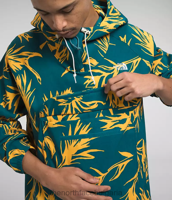 облекло The North Face клас v пуловер отпечатък с четка за тропическа боя със син корал мъже 40DF0593