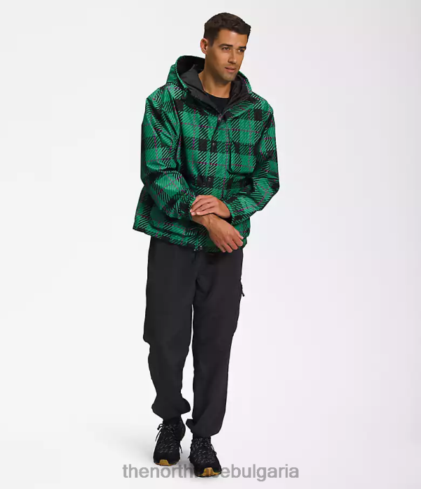 облекло The North Face m66 полезно яке за дъжд наситено тревисто зелено каре мъже 40DF0295